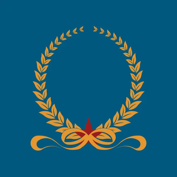 laurel wreath with ribbonsi, heraldic design, gold icon laurel