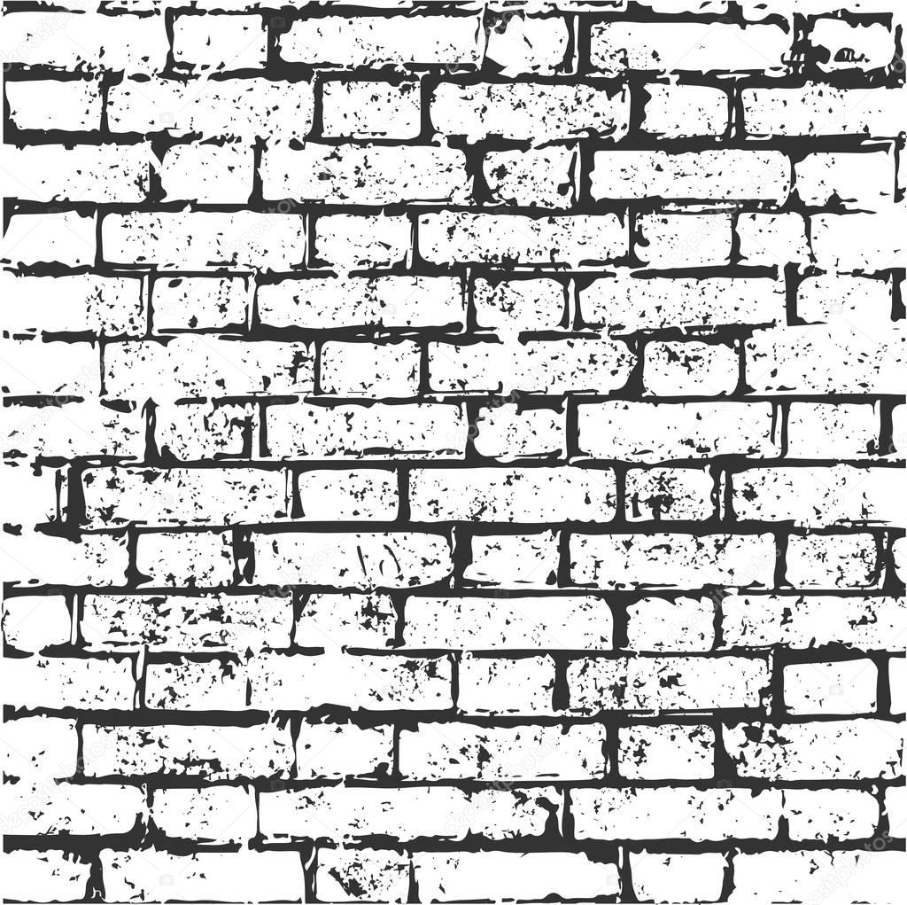 brick wall, noisy print. vintage style with grunge, monochrome r
