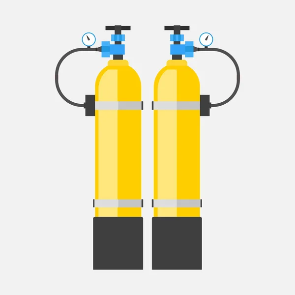 Значок кисневих циліндрів, плоский дизайн, векторне зображення — стоковий вектор