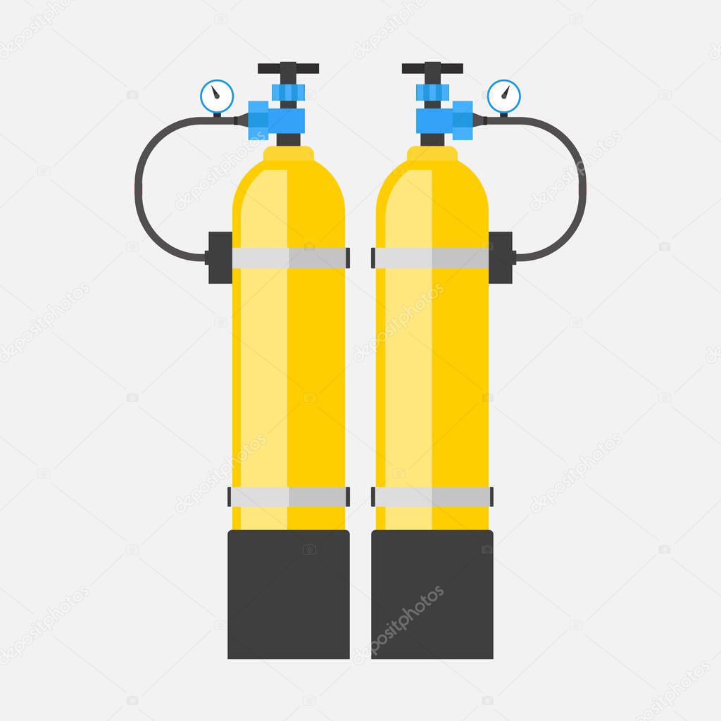 icon oxygen cylinders, flat design, vector image