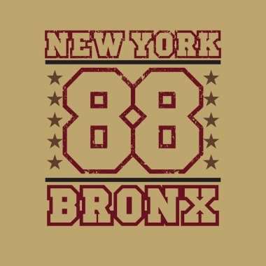 t-shirt New York bronx, atletizm tipografi, moda Koleji, s