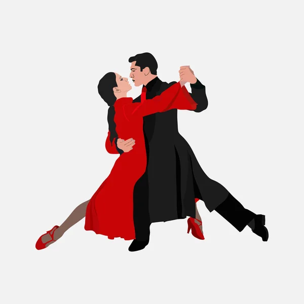 Baile de tango, pareja bailando el tango, baile de salón-deporte — Vector de stock
