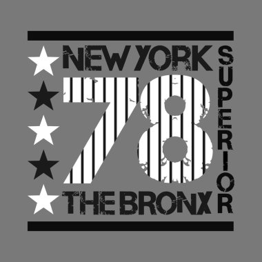 New York tipografi, t-shirt Bronx, tasarım grafik
