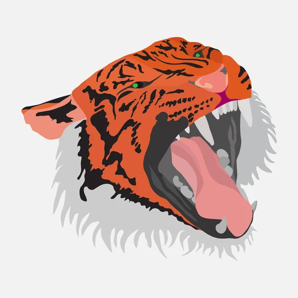 Cabeza de tigre, diseño plano, imagen vectorial — Vector de stock