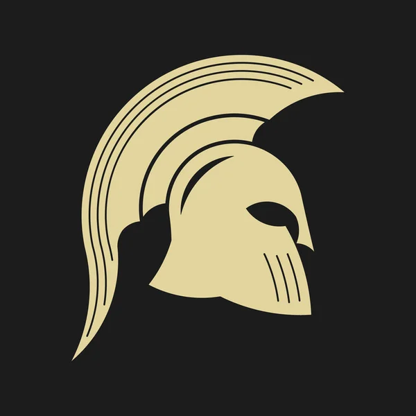 Pictogram Spartaanse helm, silhouet Griekse strijder, gladiator — Stockvector