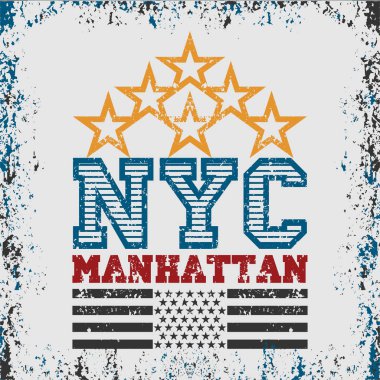 New York tipografi, t-shirt manhattan, tasarım grafik