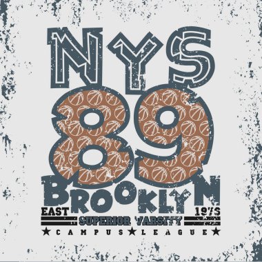 T-shirt New york, Brooklyn spor, atletizm tipografi