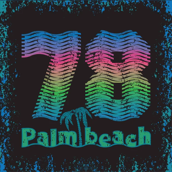 T 恤棕榈滩，佛罗里达州的迈阿密海滩冲浪 t 排版-sh — 图库矢量图片