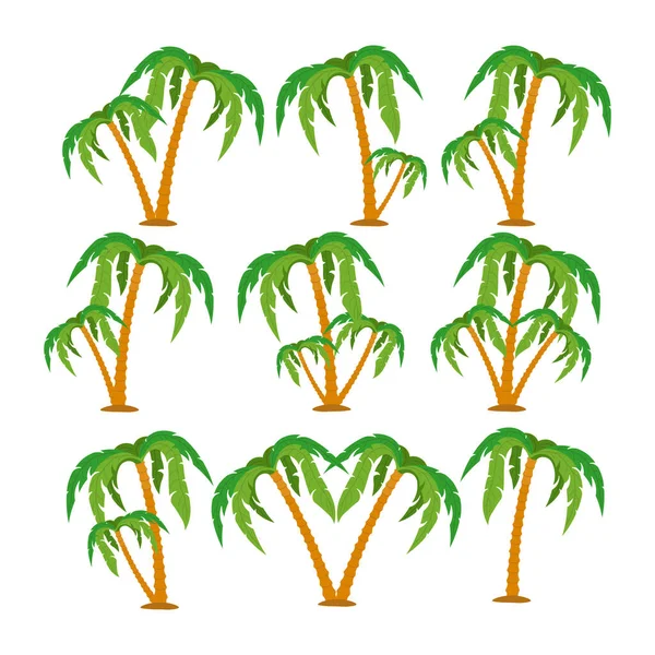 Uppsättning silhuetter av palmer, exotisk symbol — Stock vektor