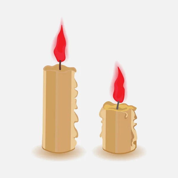 Набір палаючих воскових свічок, романтична настрація, прикраса — стоковий вектор