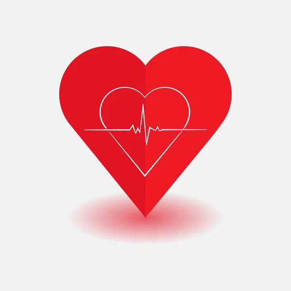 Coração com cardiograma, frequência cardíaca, medição do cardiograma —  Vetores de Stock