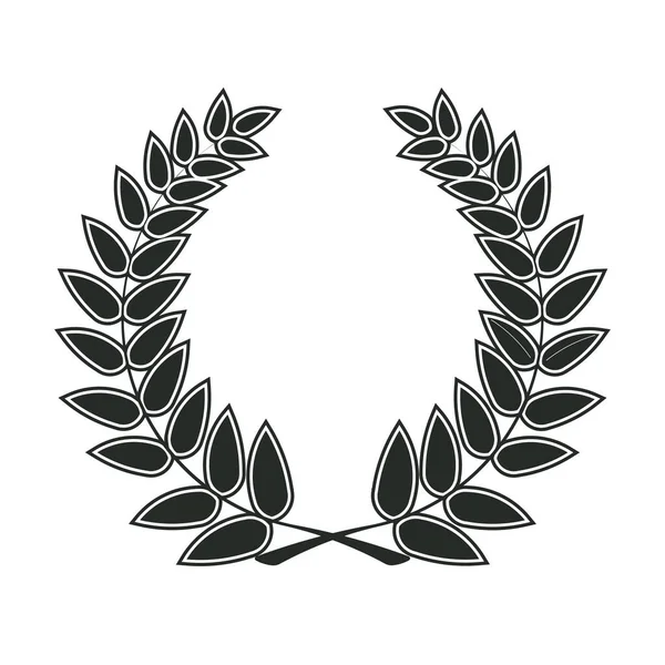 Coroa de louros ícone, design spotrs - ilustração vetorial Preto — Vetor de Stock