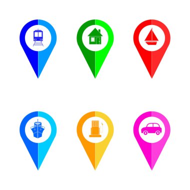 Harita simgeleri üzerinde renkli noktalar kümesi m üzerindeki işaretleyici noktalar