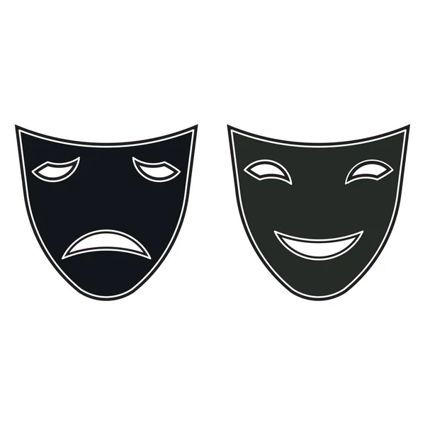 Icono máscaras tristes y divertidas, teatro, carnaval, misterio — Vector de stock