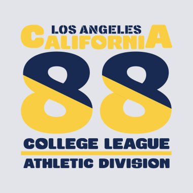 Los Angeles Atletizm, tipografi damgası, California tişörtü, vektör amblemi grafikleri