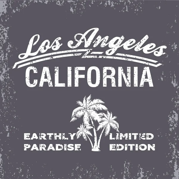 Los Angeles, Kalifornien en tryckning, original handflata design, skjorta mode — Stock vektor