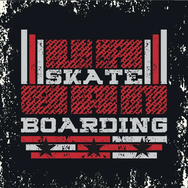 T-shirt skate, inscrição T-shirt, tipografia design gráfico —  Vetores de Stock