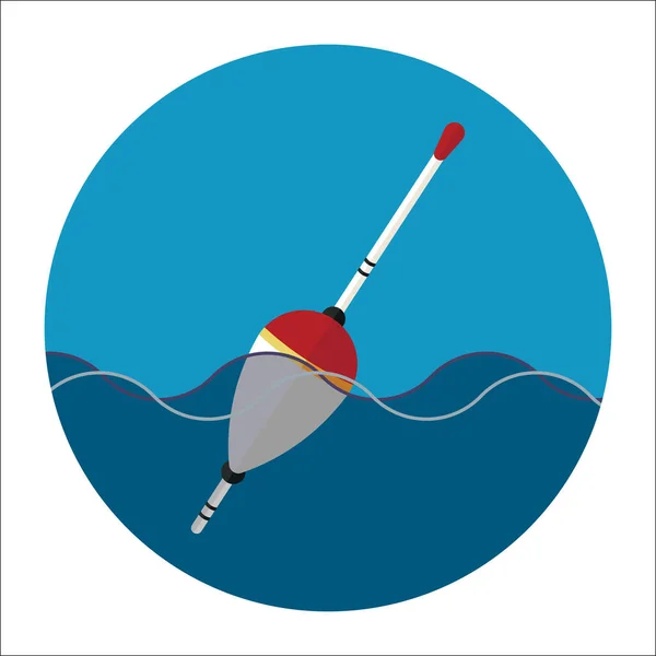 Float icon, fishing concept, waves float, flat style, vector image — Stok Vektör