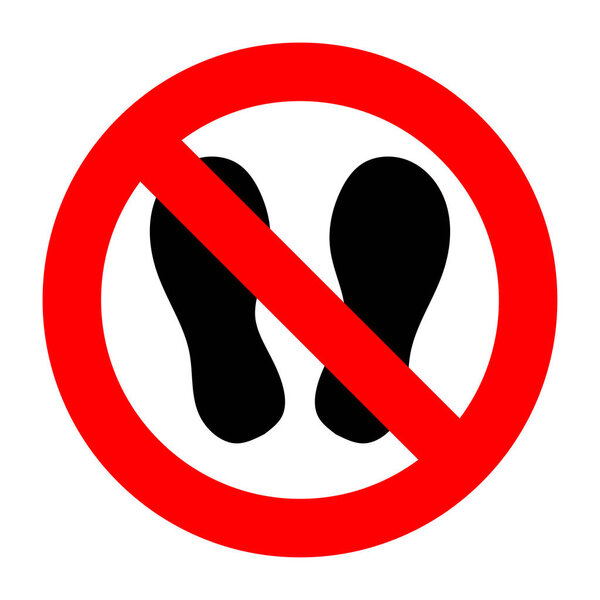 запрещающий знак "нет" сандалиям, не входить в обувь, запрещающий вход в комнату, запрещающий вход, изображение

