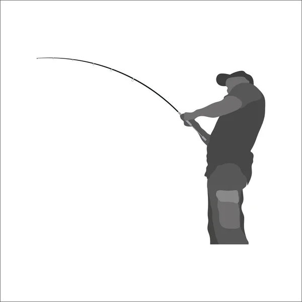 Fisherman with fishing rod in his hands, fisherman silhouette, fishing — Stock Photo, Image