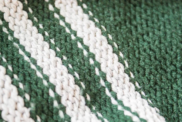 Textil Fondo de lana verde patrón de invierno con correas blancas — Foto de Stock