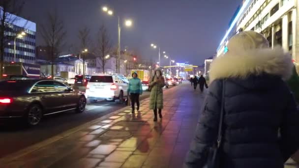 Moscow Russia December 2019 Evening City Traffic Moscow Evening Traffic — Stock Video