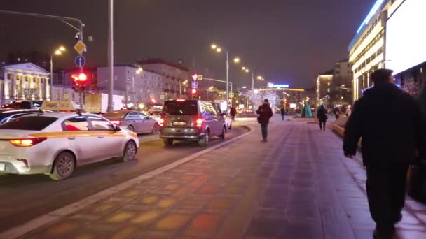 Moscow Russia December 2019 Evening City Traffic Moscow Evening Traffic — Stock Video