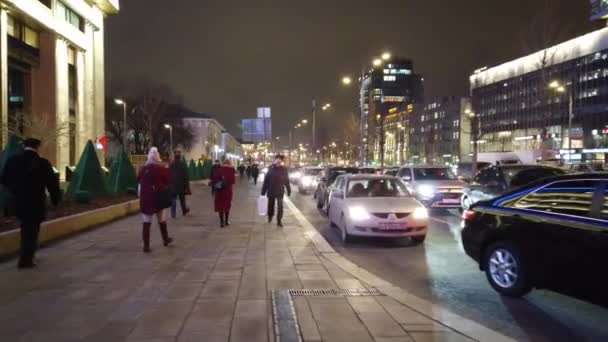 Moskwa Rosja Grudnia 2019 Wieczorny Ruch Moskwie Wieczorne Korki Mieście — Wideo stockowe