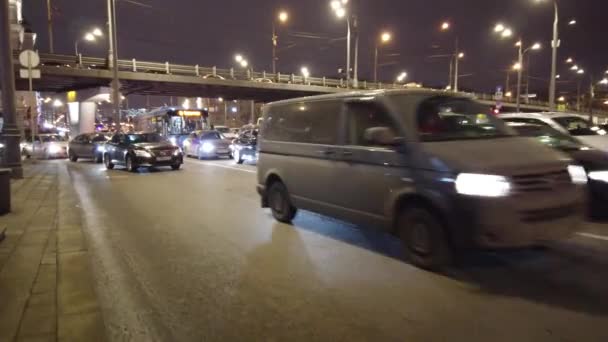 Moskau Russland Dezember 2019 Abendlicher Stadtverkehr Moskau Staus Abend Der — Stockvideo