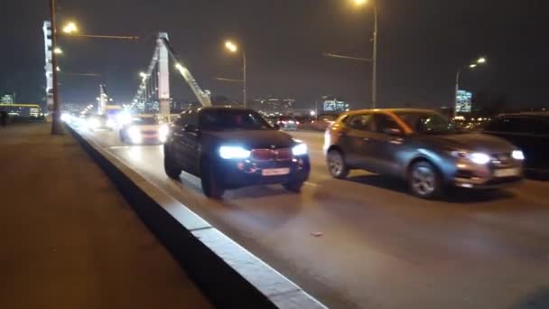 2019年12月12日 莫斯科夜市交通 城市的夜间交通堵塞 — 图库视频影像