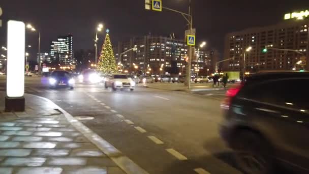 Moscow Russia December 2019 Evening City Traffic Moscow Evening Traffic — Stock Video