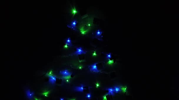 Een Close Van Led String Verlichting Decoraties Feestelijke Led Lampen — Stockvideo