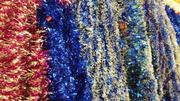 Multicolore Tinsel Noël Brillant Comme Fond Dans Fond Noël — Video