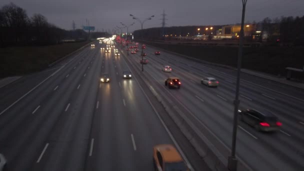 Night Traffic Cars Expressway — Stock Video