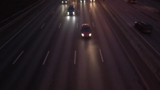 Night Traffic Cars Expressway — Stock Video