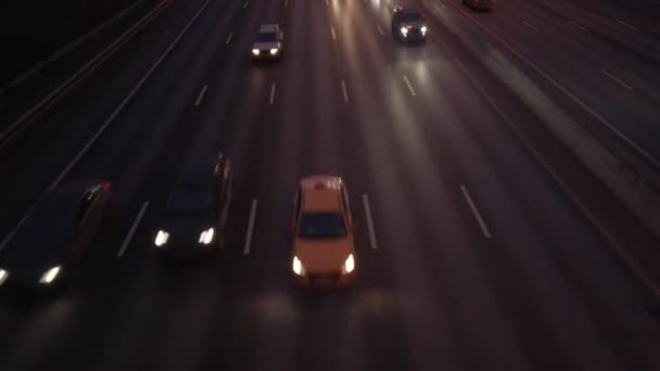 Night Traffic Cars Expressway — Stock Video