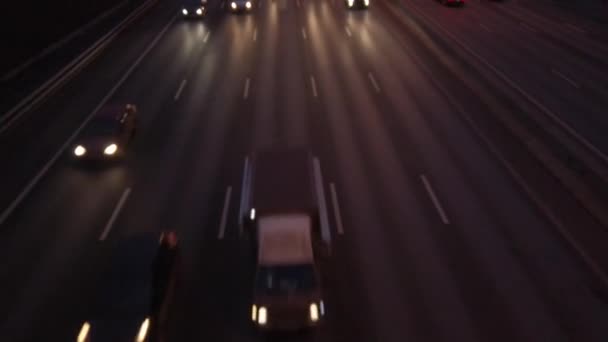Night Traffic Cars Expressway — Stock Video