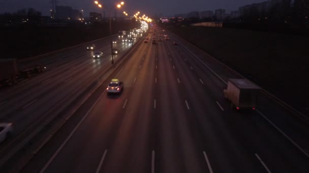 Night Traffic Cars Expressway — Stock Video