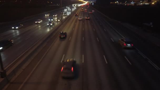 Night Traffic Cars Expressway — Stock Video