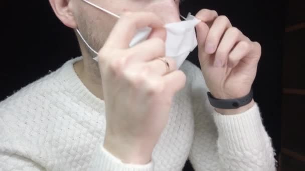 Homme Avec Masque Protecteur Masque Médical Contre Virus Protection Contre — Video