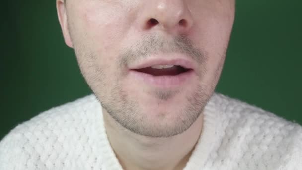 Gros Plan Bouche Des Hommes Différentes Variantes Des Expressions Faciales — Video