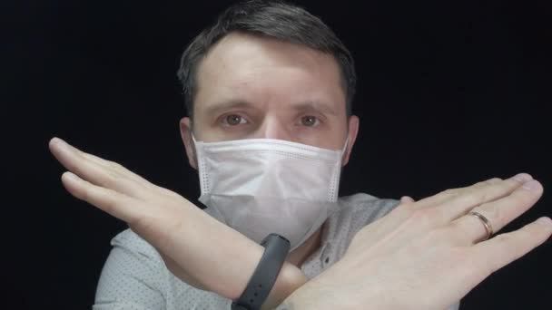 Man Medical Mask Protection Coronavirus Various Diseases — ストック動画
