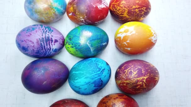 Colorful Easter Eggs White Background — Stock Video