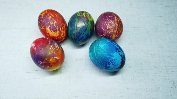 Colorful Easter Eggs White Background — Stock Video