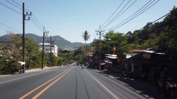 15 MARCH 2020, PHUKET, THAILAND: Phuket road in Thailand, first-person view of traffic on roads in Phuket — Stock video