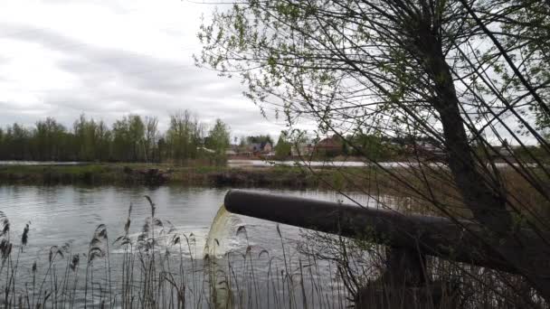 Викиди Відходів Воду Забруднення Води Велика Труба Рослини Забруднює Екологію — стокове відео