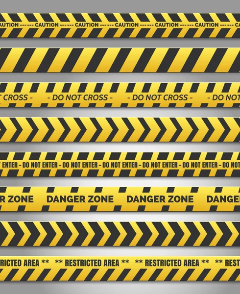 警告黄色磁带集 — 图库矢量图片