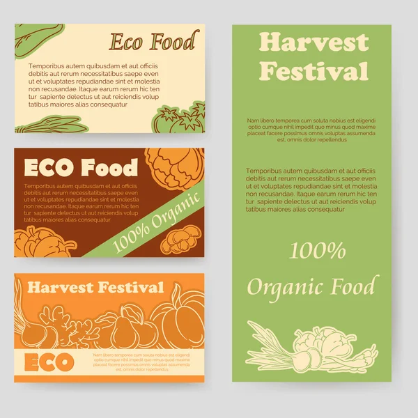 Festival de colheita e folheto ecológico —  Vetores de Stock