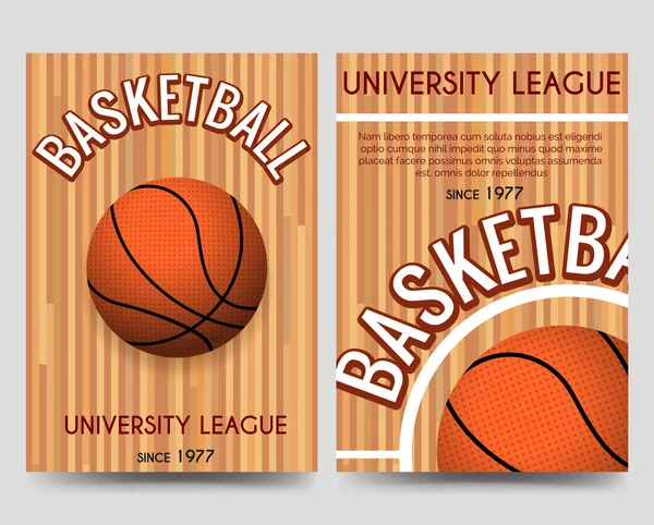 Univercity Basketball Flyer Vorlage mit Ball — Stockvektor