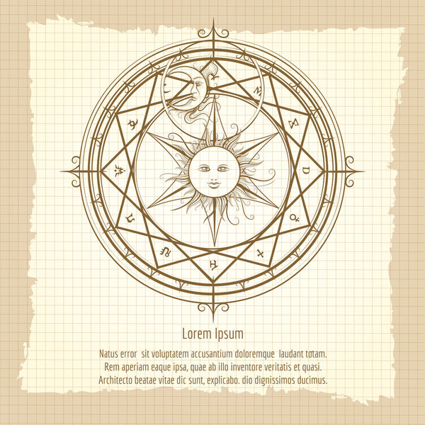 Винтажный алхимический магический круг
